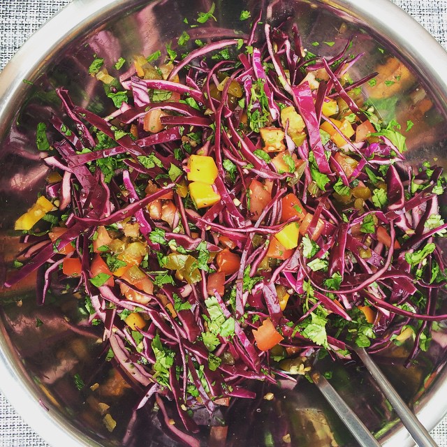 Mango & Jalapeño Red Cabbage Slaw With Avocado, Greek Yogurt