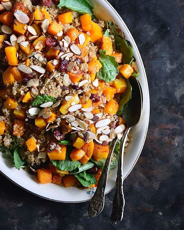 Quinoa Pilaf With Roasted Butternut Squash, Cranberries And Almonds by anediblemosaic Quick