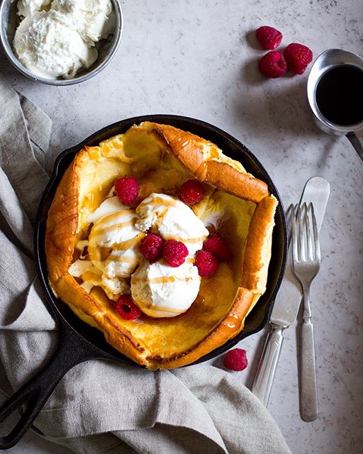 Dutch Pancake With Raspberries And Vanilla Ice Cream by forkinpancakes Quick & Easy Recipe