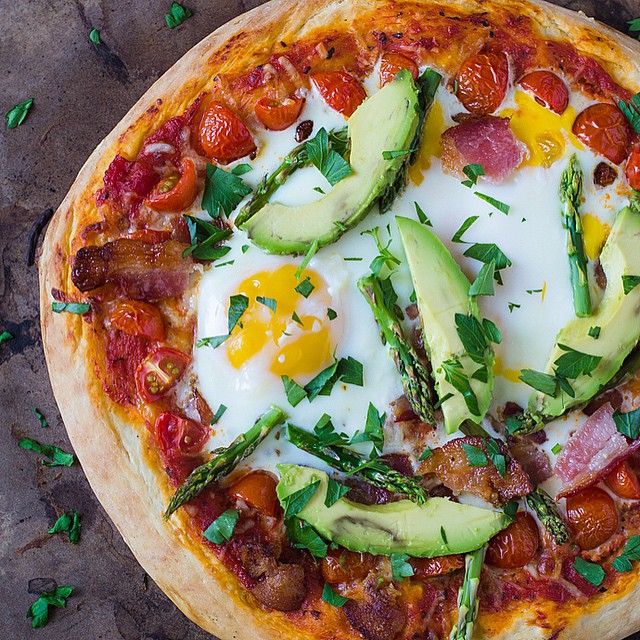 Breakfast Pizza With Eggs Avocado Tomatoes Recipe The Feedfeed Post 548996