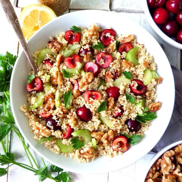 Fresh Cherry & Walnut Whole Grain Salad With Honey Dijon Dressing ...