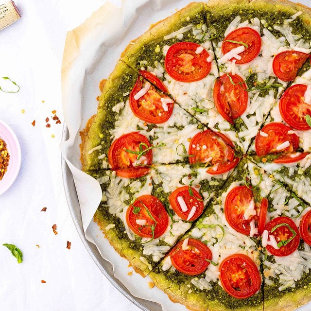 Roma Tomato & Pesto Pizza Recipe | The Feedfeed