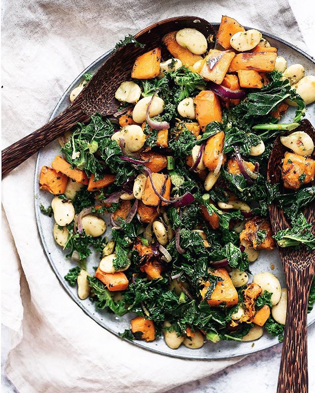 Warm Kale, Butternut Squash And Butter Bean Salad by cupfulofkale Quick & Easy Recipe The