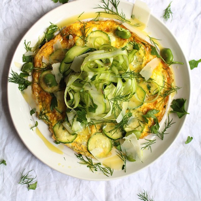 Zucchini Dill Asparagus Broad Beans Omelette recipe