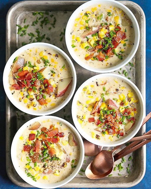 Creamy Potato Corn Chowder With Bacon And Chives Recipe The Feedfeed