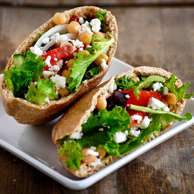 Greek Salad Pita Pockets With Avocado Yogurt Dressing by caitsplate ...