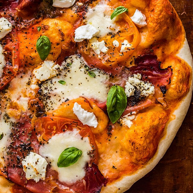 Speck Pizza With Goats Cheese, &amp; Heirloom Tomato Recipe | The Feedfeed