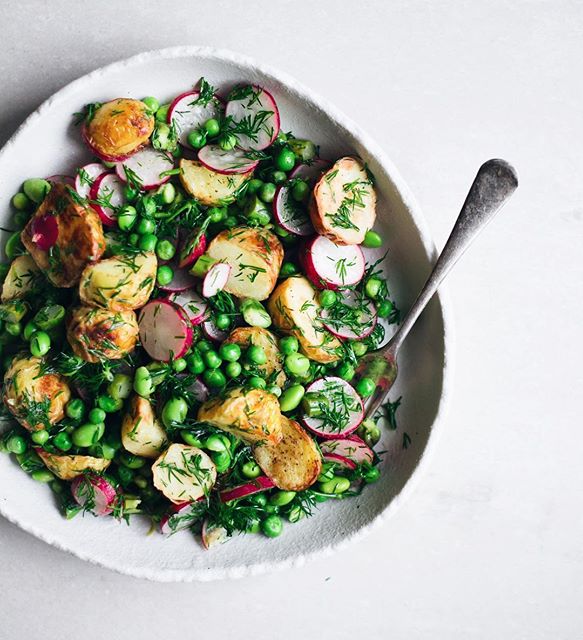 Roasted Potato, Radish, Asparagus And Pea Salad Recipe | The Feedfeed