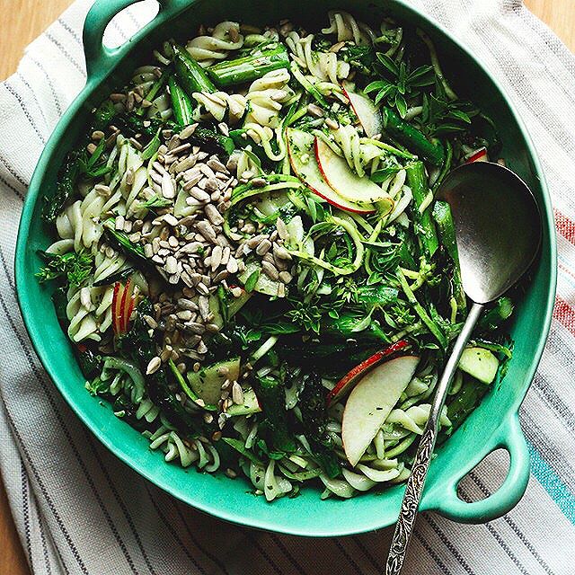 Grilled Asparagus And Nectarine Zucchini Noodle Salad by