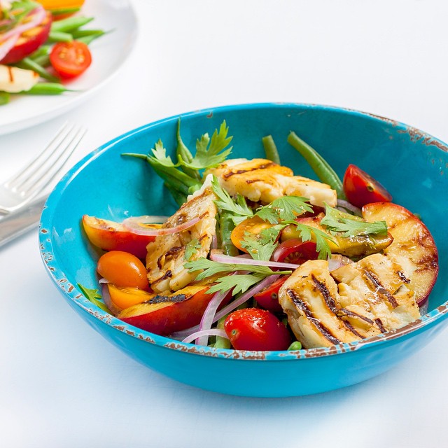 Grilled Halloumi And Peach Salad Recipe The Feedfeed