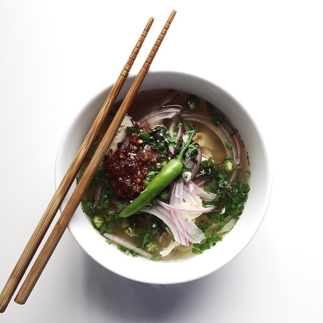 Lemongrass Chicken Noodle Soup With Thai Green Chillies And Sambal