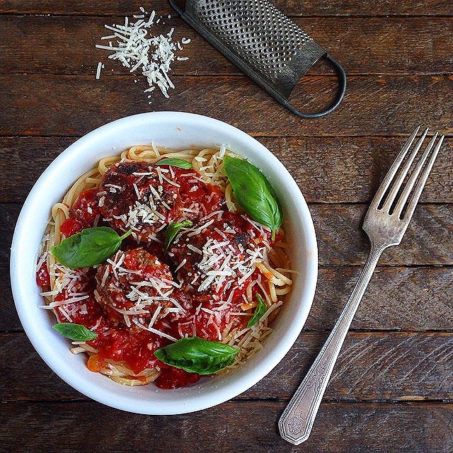 Spaghetti With Meatballs & Pecorino Romano Recipe The Feedfeed