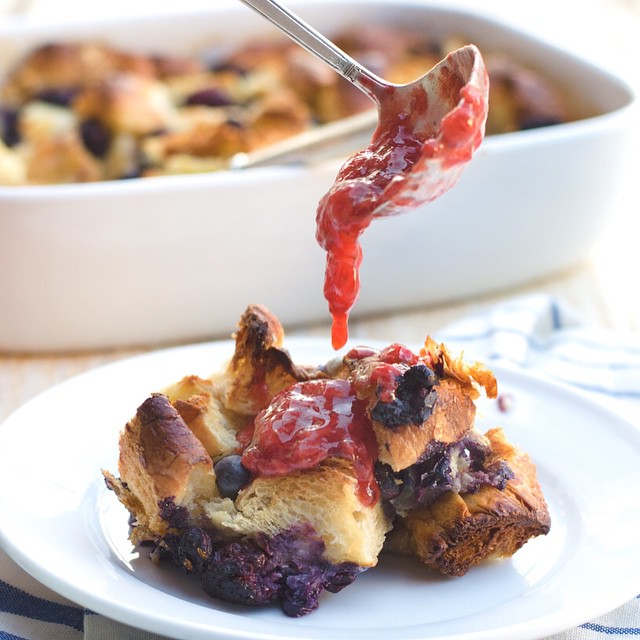 Mixed Berry Croissant Bread Pudding With Grand Marnier Strawberry Compote by gogogogourmet