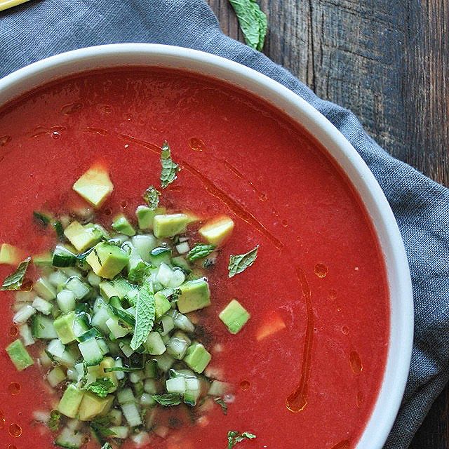 Watermelon And Habanero Gazpacho With Mint, Cucumber & Avocado Salsa Recipe The Feedfeed