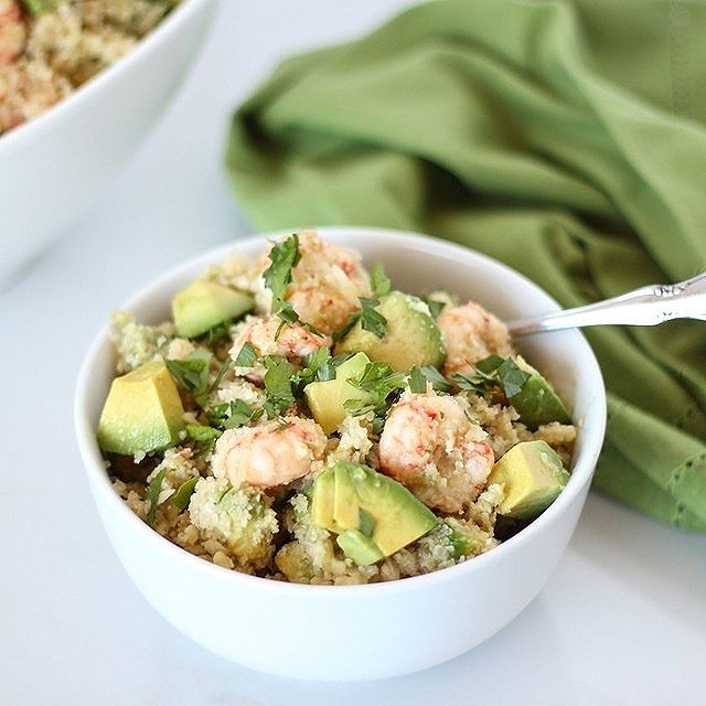 Asian Cauliflower Rice With Ginger Shrimp And Avocado Recipe The Feedfeed