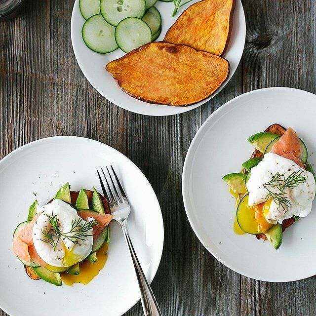 Sweet Potato And Smoked Salmon Toast With Poached Egg And Dill By Downshiftology Quick Easy Recipe The Feedfeed