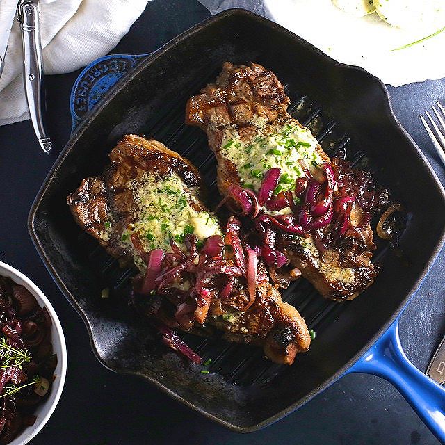 Grilled Steak With Blue Cheese & Dijon Butter Recipe The Feedfeed