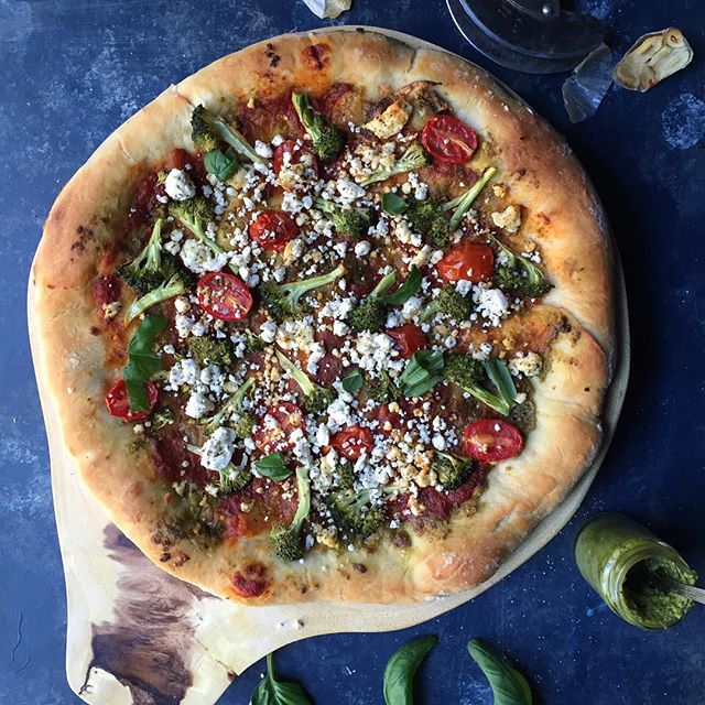 Pizza Under 30 Minutes: Broccoli, Roasted Garlic Pesto & Feta Cheese by ...