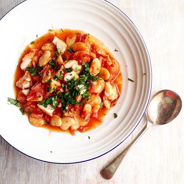 Spanishstyle Cod With Tomato, Chorizo And Butter Bean Stew Recipe