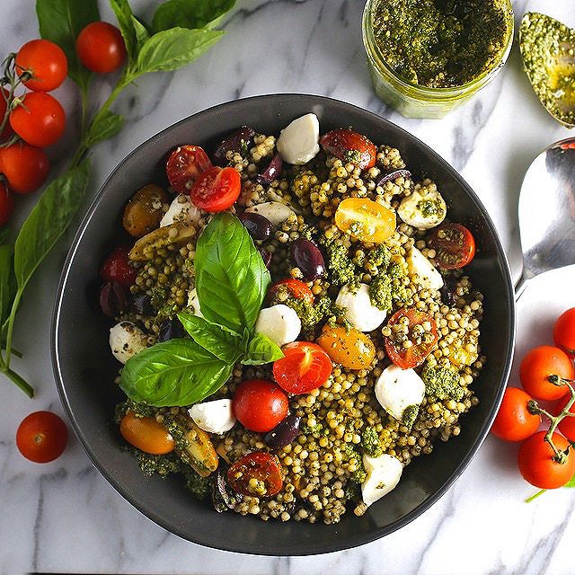 Pesto & Mozzarella Couscous Salad Recipe The Feedfeed