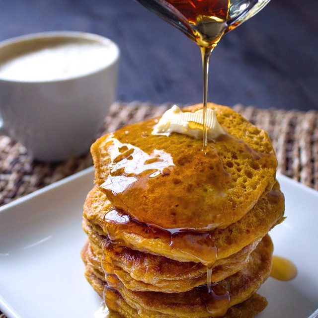 Pumpkin Pancakes with Mushroom Sauce