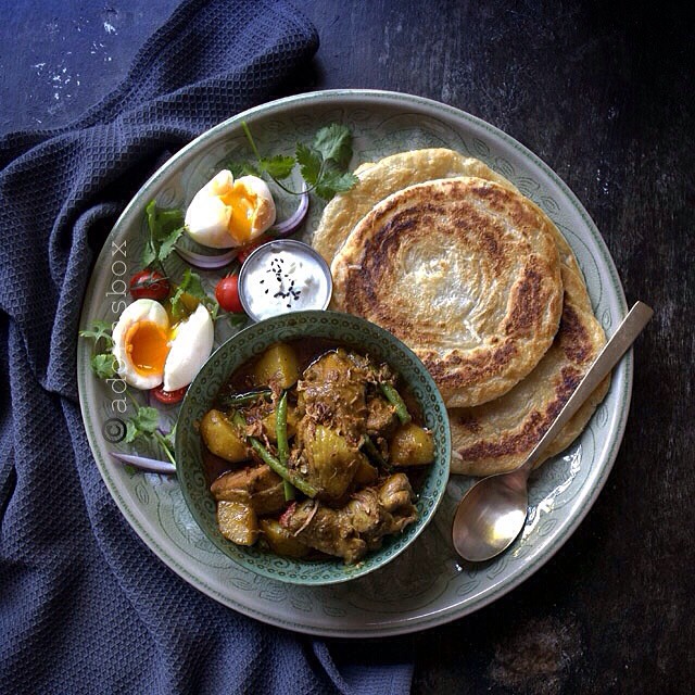 Chicken Curry, Paratha & Eggs by adorasbox Quick & Easy Recipe The Feedfeed