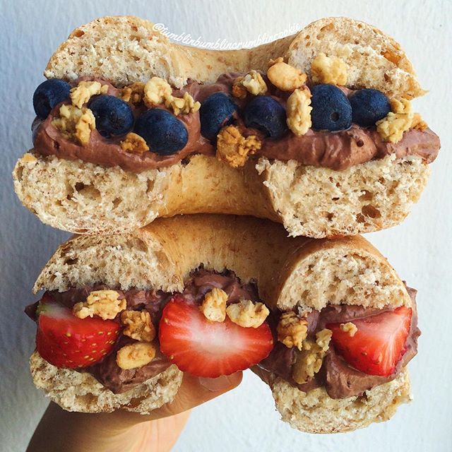 Bagels With Cacao Mousse, Berries And Maple Pecan Granola Recipe The