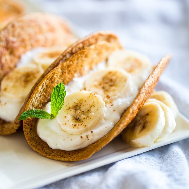 Banana Pancake Tacos With Greek Yogurt And Banana Slices Recipe The