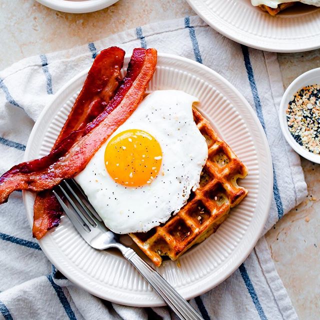 Everything Bagel Breakfast Waffles by abeautifulplate Quick & Easy