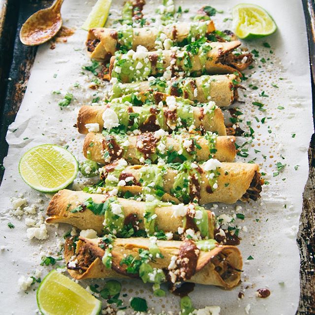 Chicken Flautas With Avocado Crema And Ancho Chilis Recipe The Feedfeed