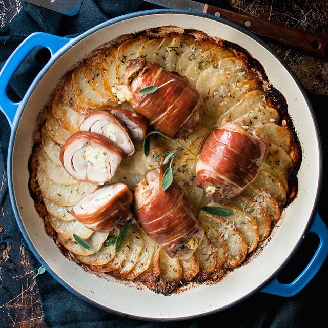 Prosciutto Ricotta Chicken Roll Up With Parmesan Potatoes by recipe_tin