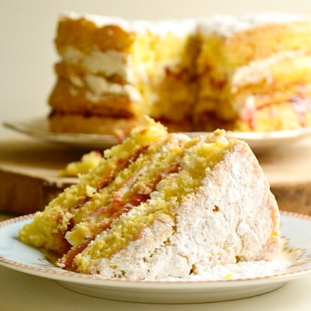 Sponge Cake With Plum Jam & Cream Filling Recipe | The Feedfeed