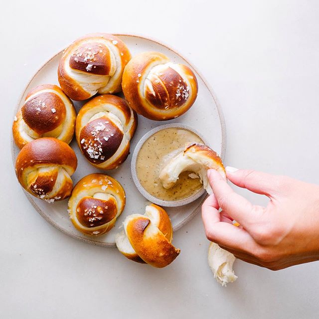 Pretzel Knots With Cheesy Guinness & Mustard Sauce Recipe The Feedfeed