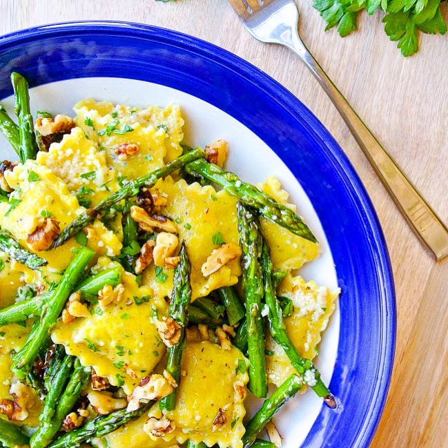 Asparagus Ravioli With Lemon Brown Butter Sauce Recipe | The Feedfeed