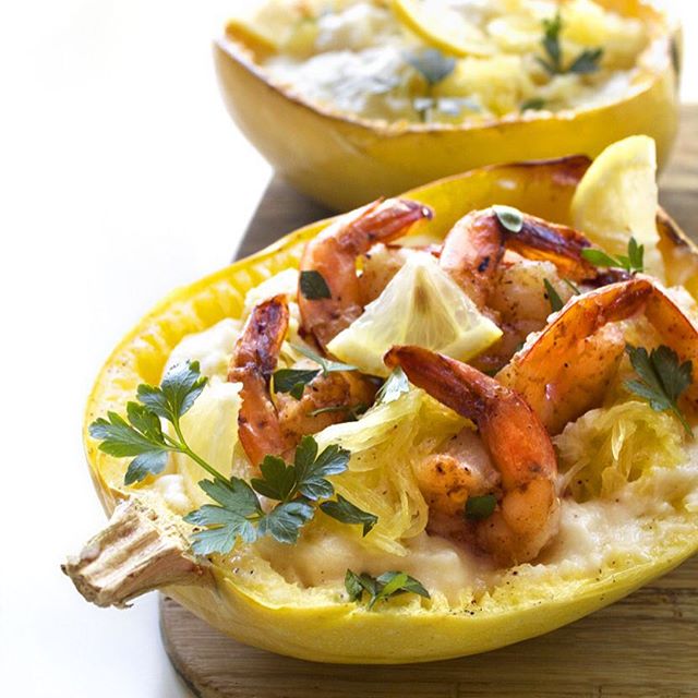 Creamy Spaghetti Squash With Shrimp Scampi Recipe | The Feedfeed