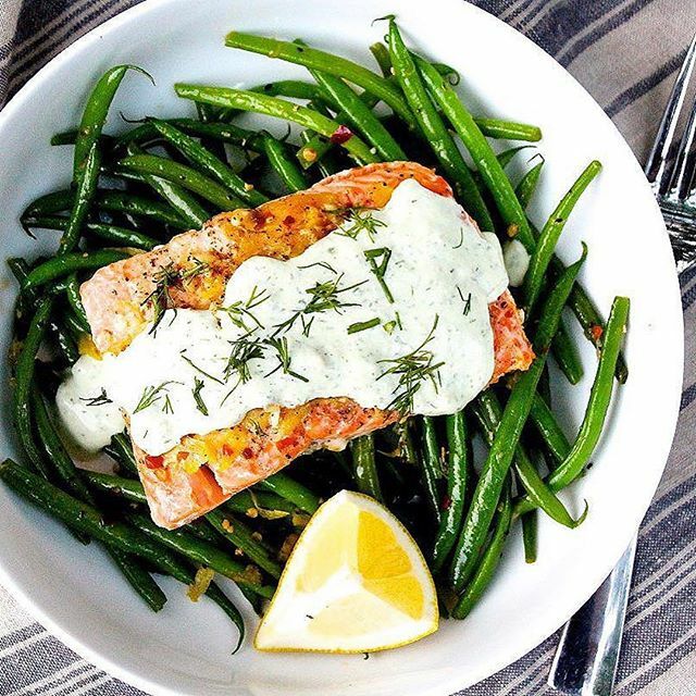 Lemon Dill Salmon with Sesame Green Beans