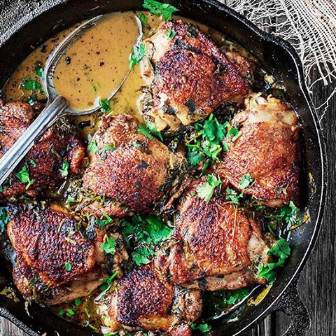 Cilantro Lime Chicken Thighs With Wine Sauce Recipe | The Feedfeed