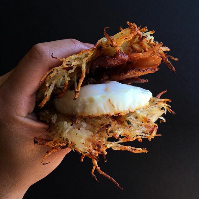 Waffle Iron Hashbrown Sandwiches