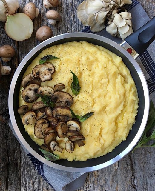 Creamy Polenta With Garlicky Mushrooms Recipe The Feedfeed