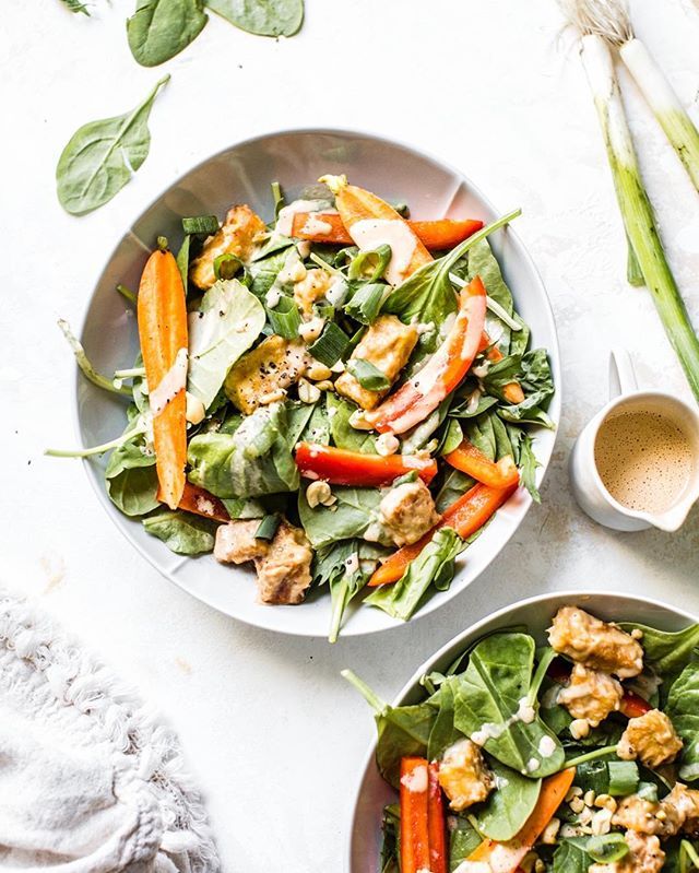Crispy Tofu Salad with Creamy Peanut Dressing Recipe The Feedfeed