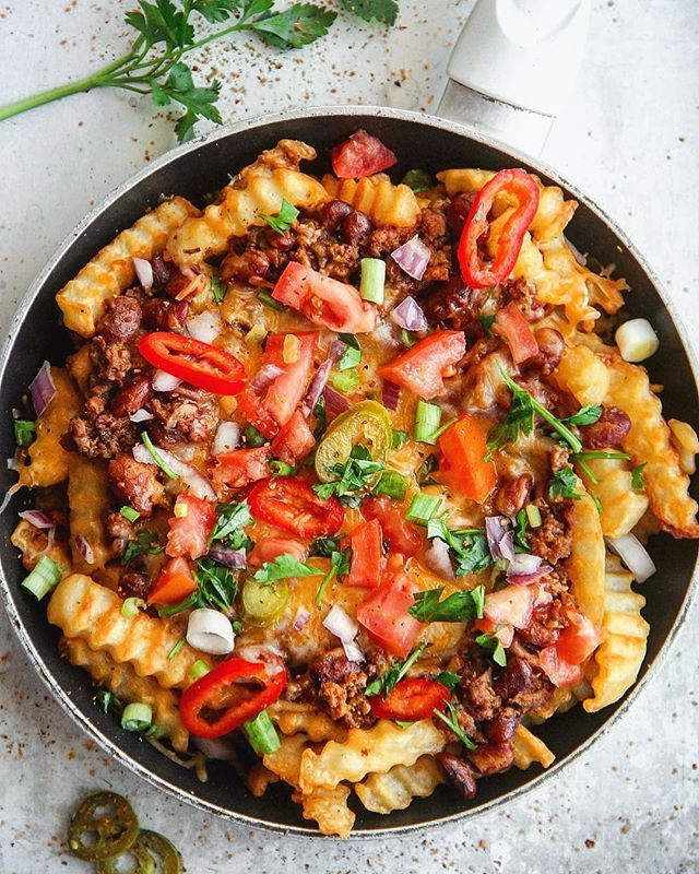 Spicy Turkey and Sausage Chili Cheese Fries Recipe | The Feedfeed