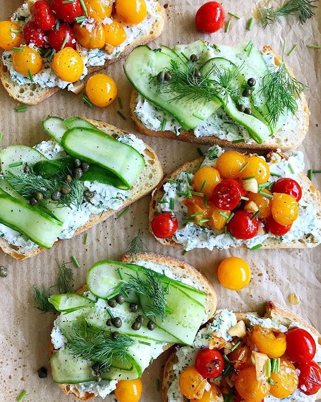 Herbed Ricotta Toast with Cucumbers, Dill, Capers and Cherry Tomatoes ...
