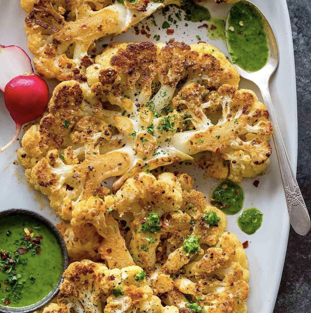 Roasted Cauliflower Steak with Chimichurri Sauce by jessica_gavin