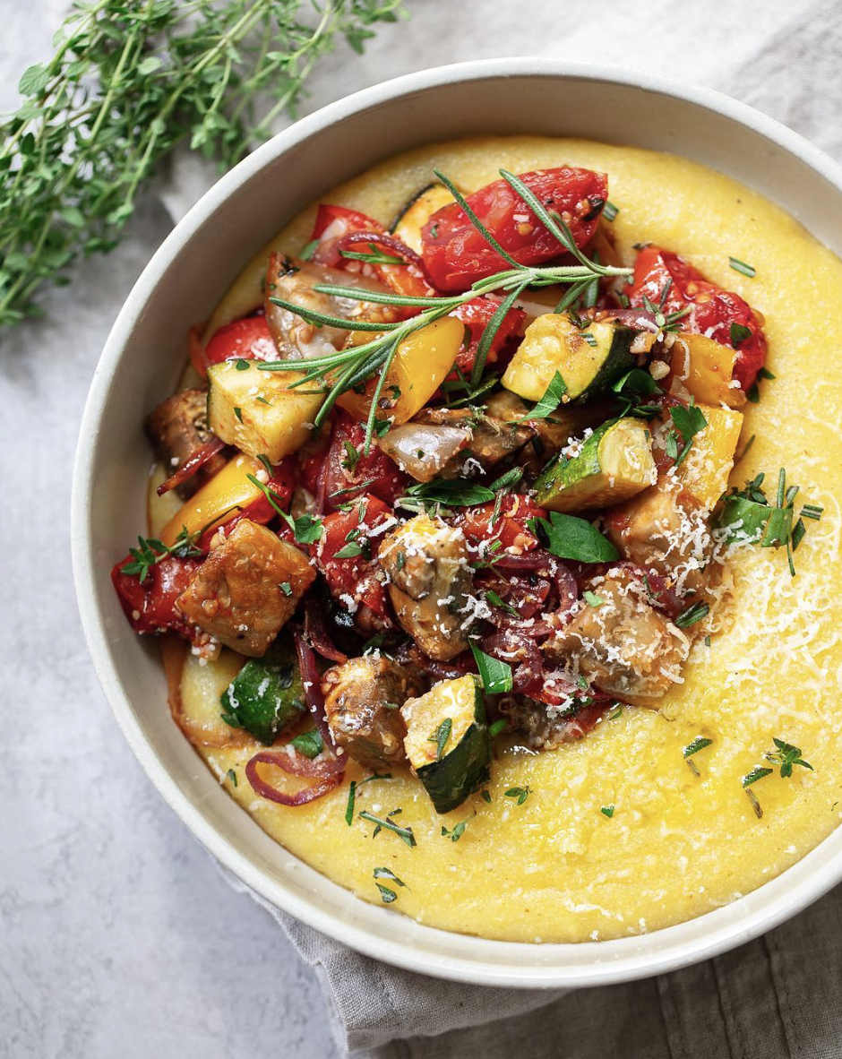 Parmesan Polenta with Roasted Vegetables Recipe | The Feedfeed