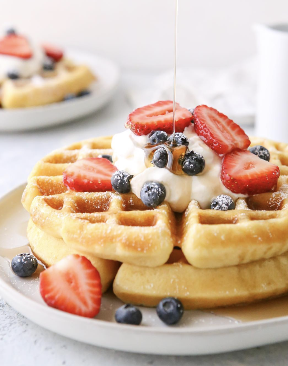 Fluffy Buttermilk Waffles with Fruit Recipe | The Feedfeed