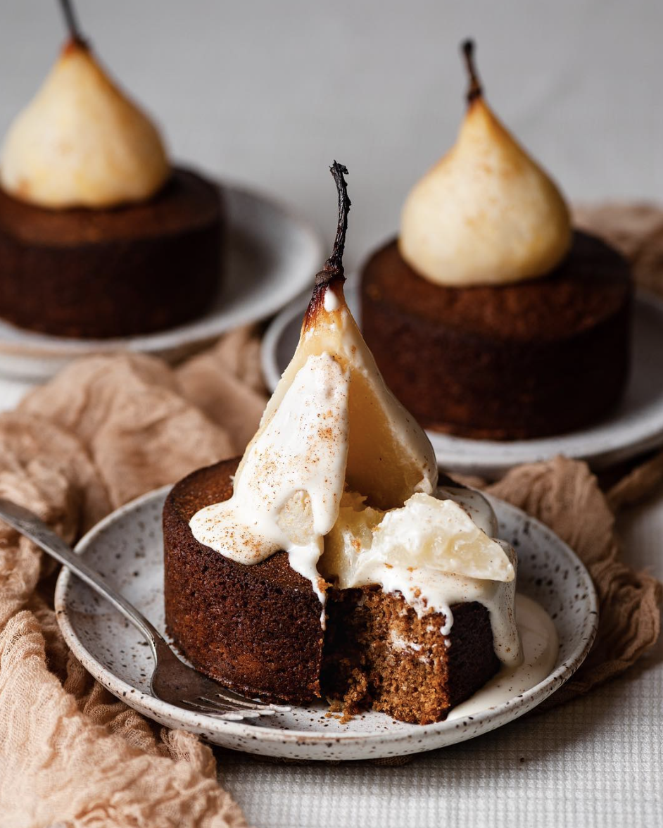 Mini Poached Pear Cakes With Cardamom Recipe The Feedfeed 