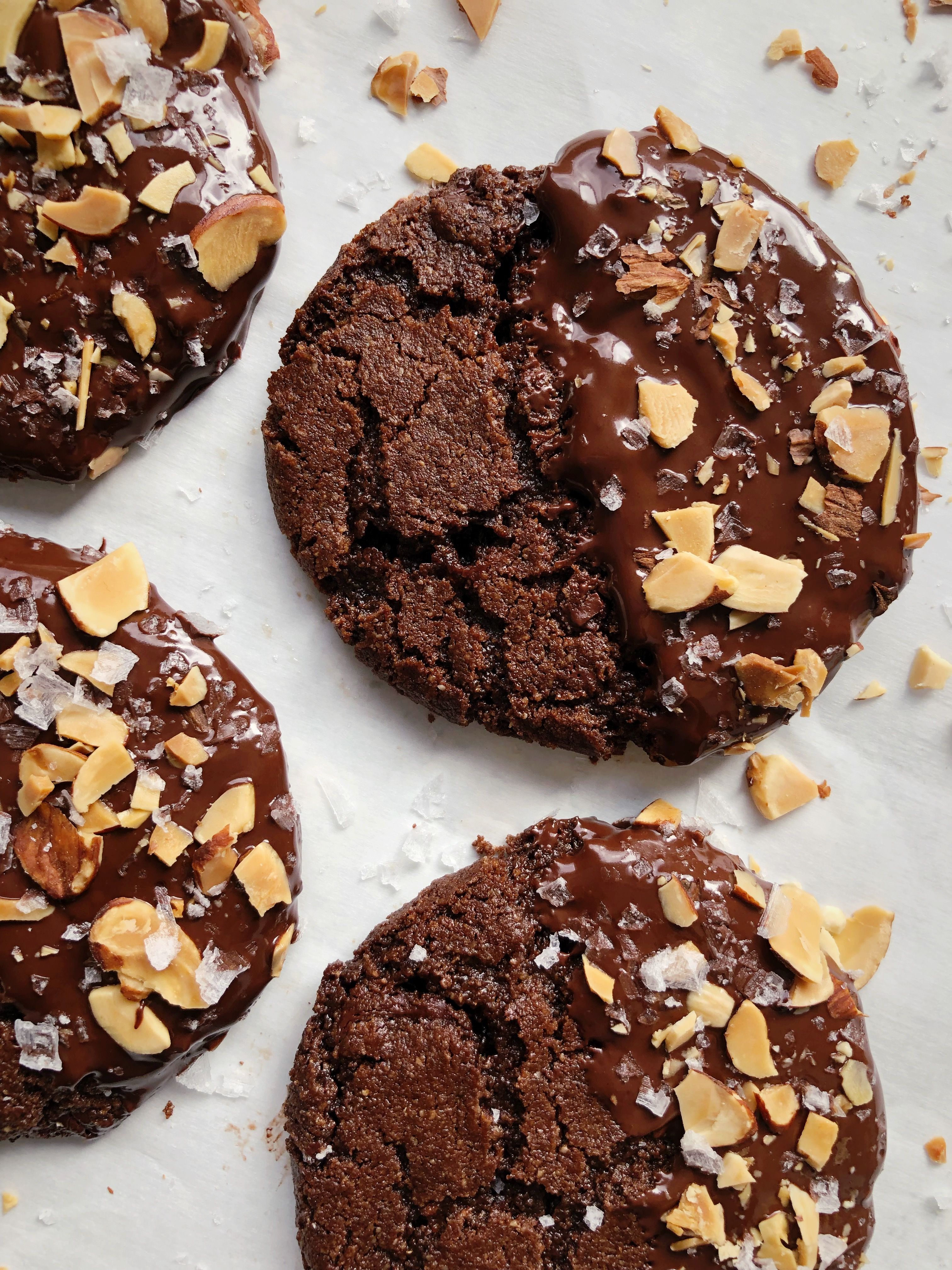 Salted Dark Chocolate Almond Milk Cookies With Toasted Almonds Recipe 