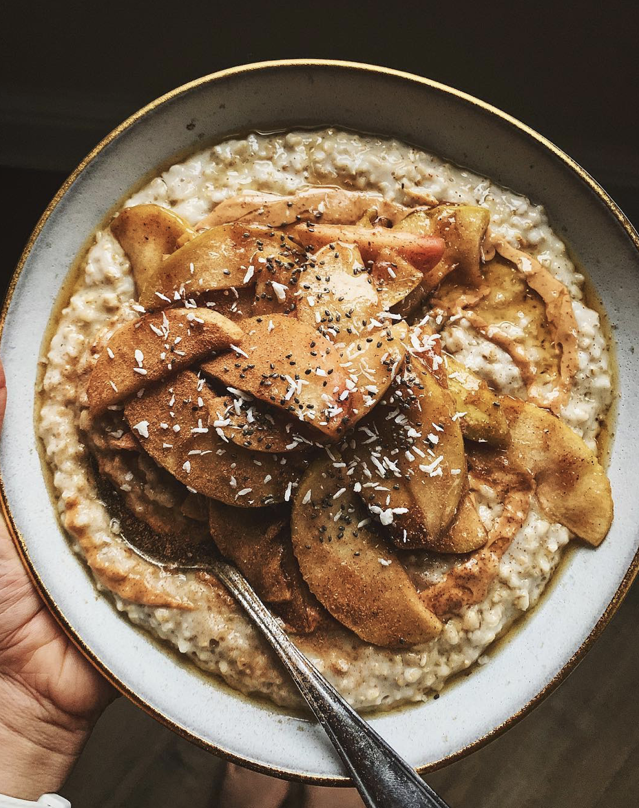 Spiced Apple Porridge with Almond Butter Recipe | The Feedfeed