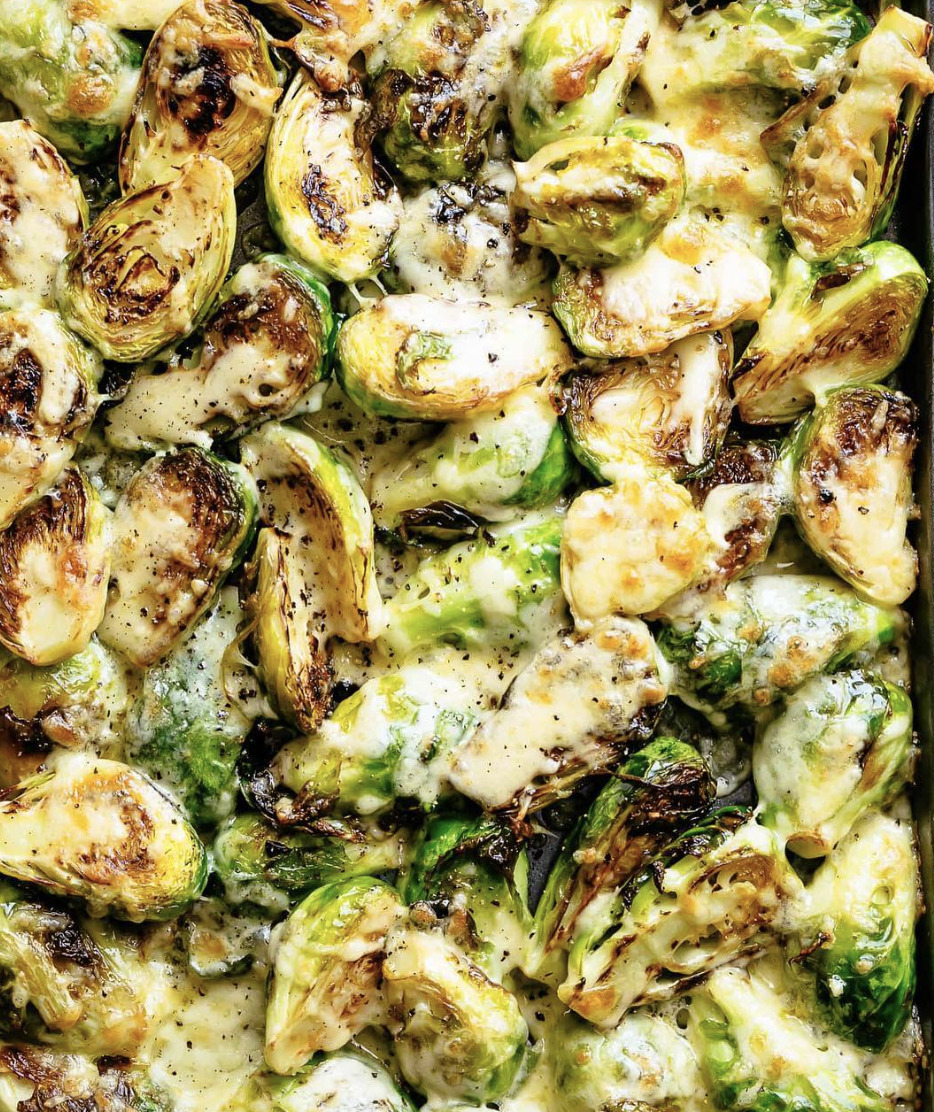 Garlic Roasted Brussels Sprouts With Mozzarella Cheese Recipe By Karina Food Blogger The Feedfeed