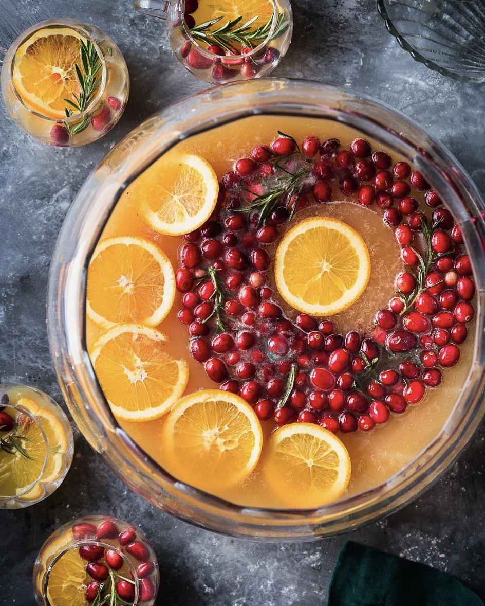 Cranberry Orange Punch with A Rosemary-Cranberry Ice Ring Recipe | The ...